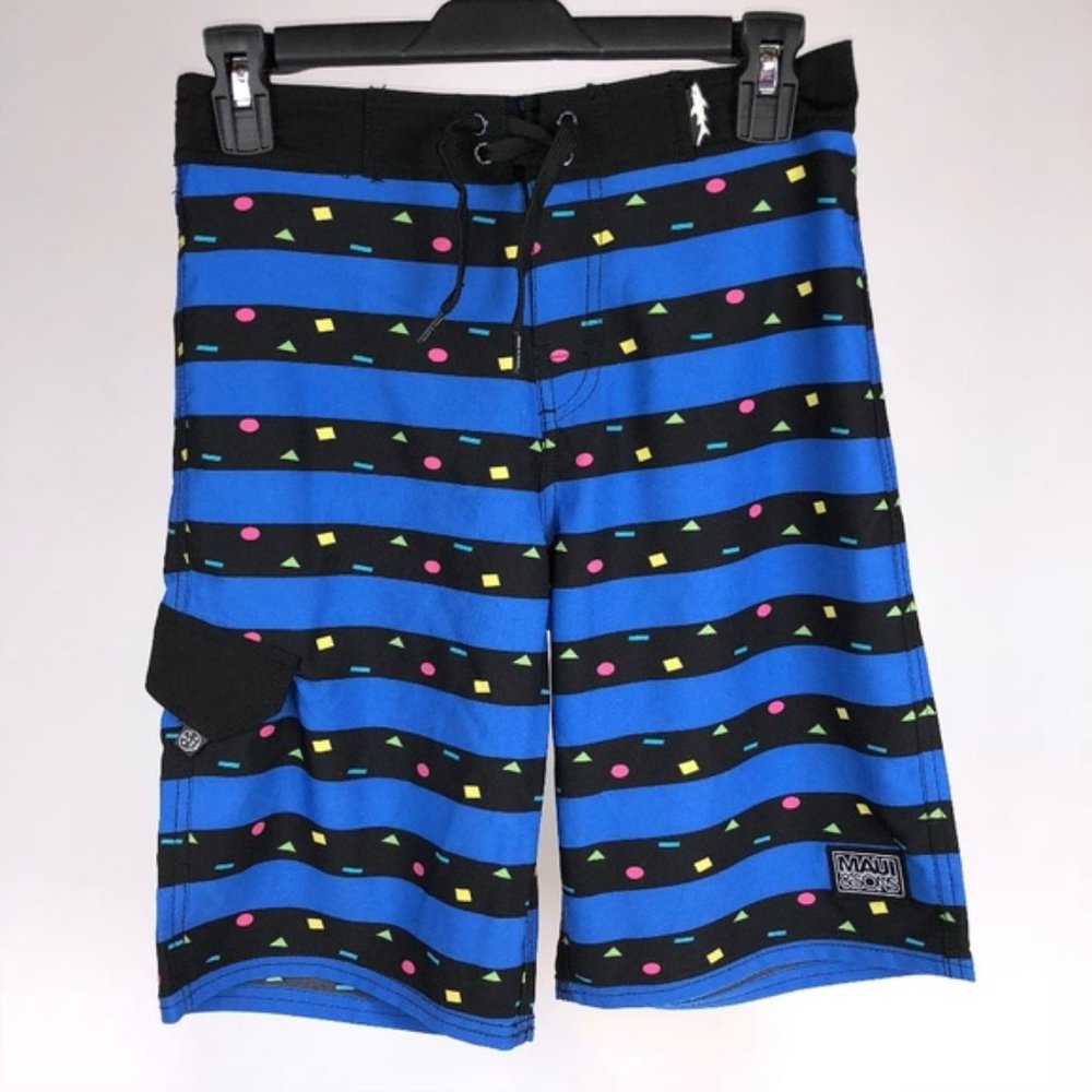 Maui & Sons Mens Board Shorts Blue Trunks Size 12
